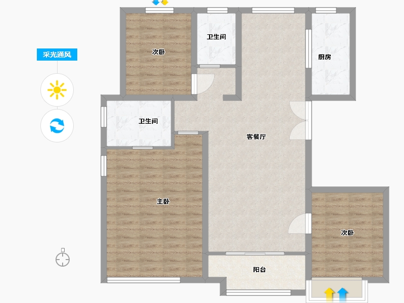 山东省-济南市-三盛璞悦湾-103.20-户型库-采光通风