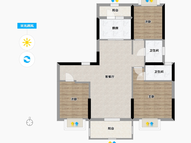 湖北省-宜昌市-碧桂园公园壹号-86.47-户型库-采光通风