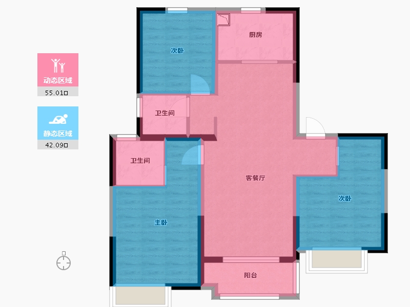 山东省-济南市-保利城-86.61-户型库-动静分区