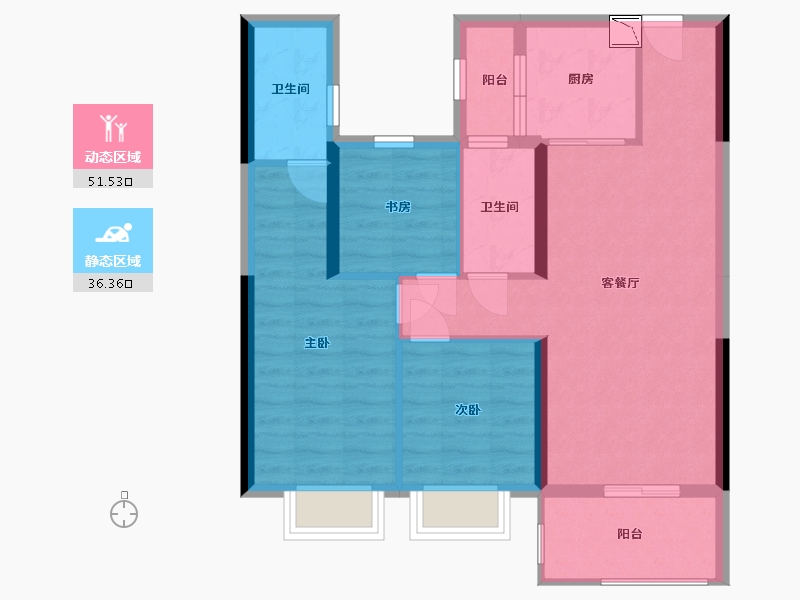 湖北省-宜昌市-碧桂园公园壹号-78.07-户型库-动静分区