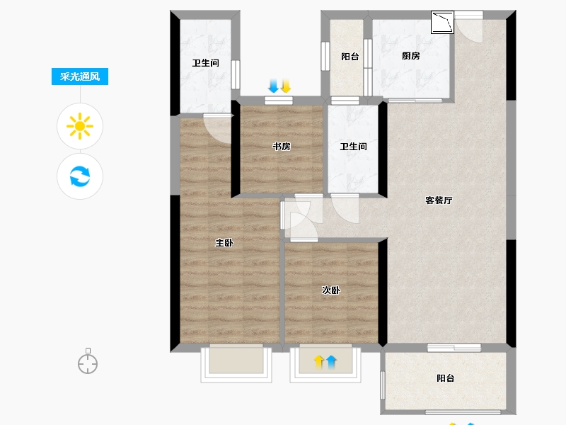 湖北省-宜昌市-碧桂园公园壹号-78.07-户型库-采光通风