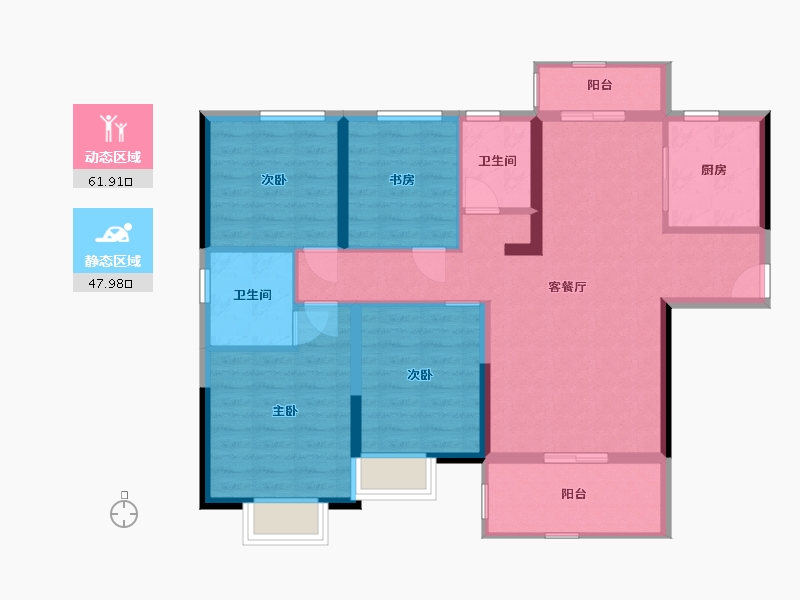 湖北省-宜昌市-碧桂园公园壹号-98.49-户型库-动静分区