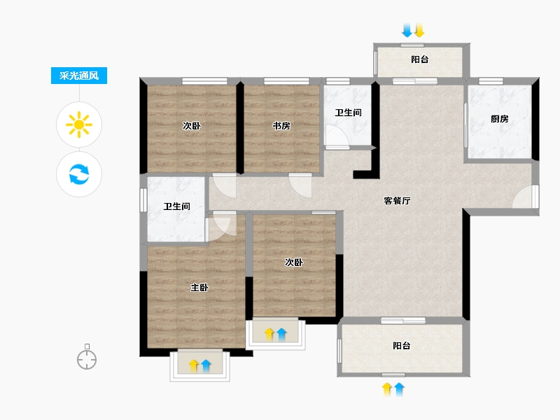 湖北省-宜昌市-碧桂园公园壹号-98.49-户型库-采光通风