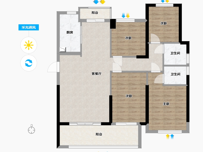 福建省-泉州市-金茂阳光城檀悦-101.00-户型库-采光通风