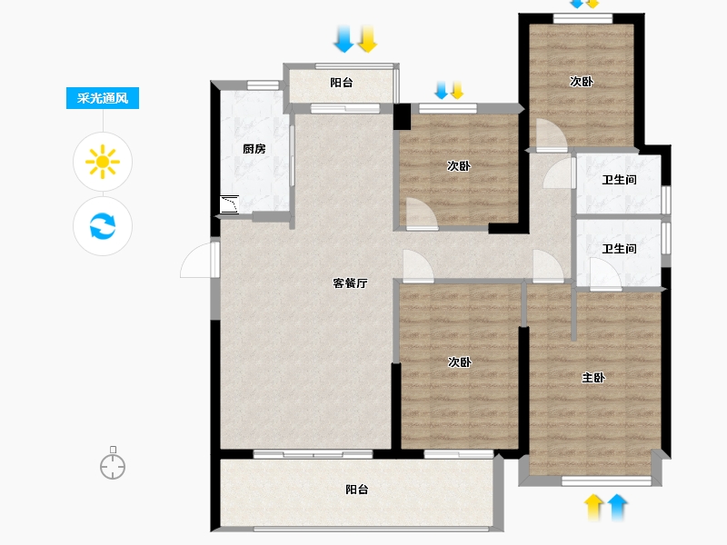 福建省-泉州市-金茂阳光城檀悦-110.18-户型库-采光通风