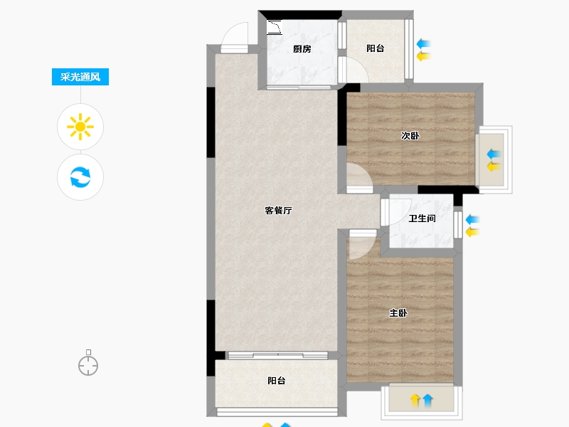 广西壮族自治区-桂林市-和欣西堤春天-69.34-户型库-采光通风