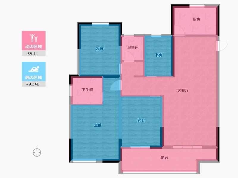 江苏省-镇江市-景泉印象-104.80-户型库-动静分区