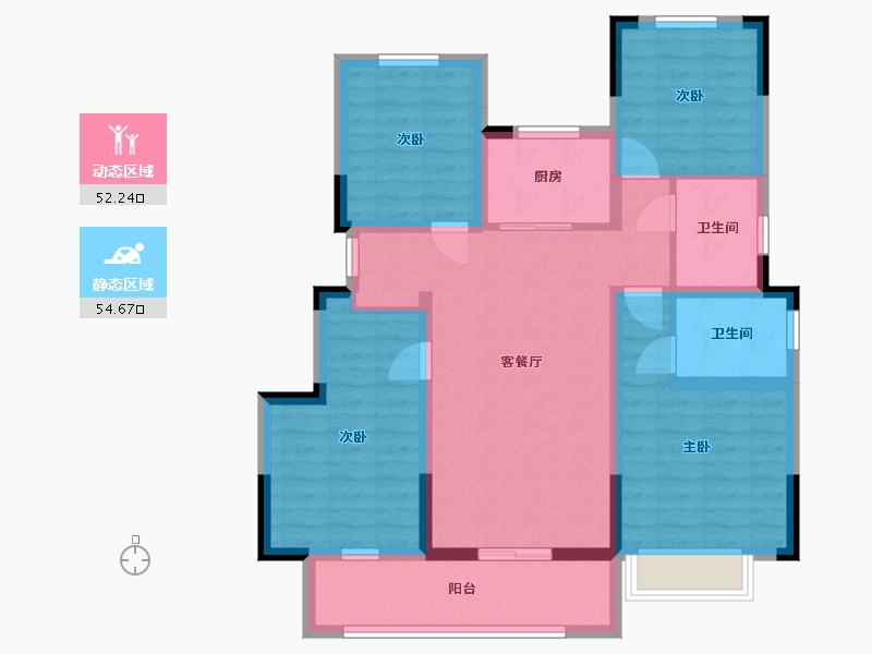 浙江省-台州市-豪成柏澳北岸-94.41-户型库-动静分区