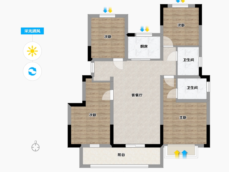 浙江省-台州市-豪成柏澳北岸-94.41-户型库-采光通风