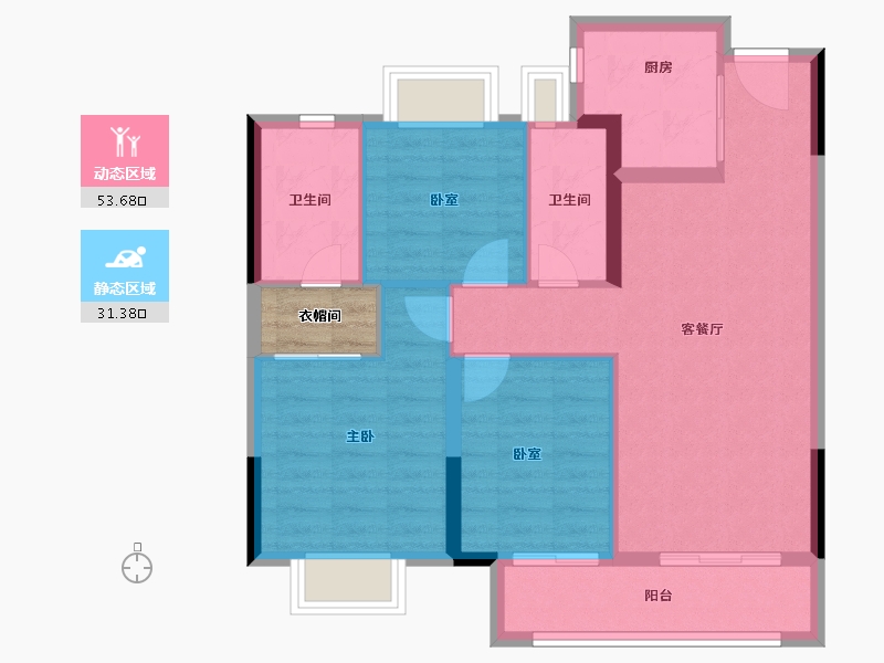 湖北省-武汉市-金辉优步湖畔-78.72-户型库-动静分区