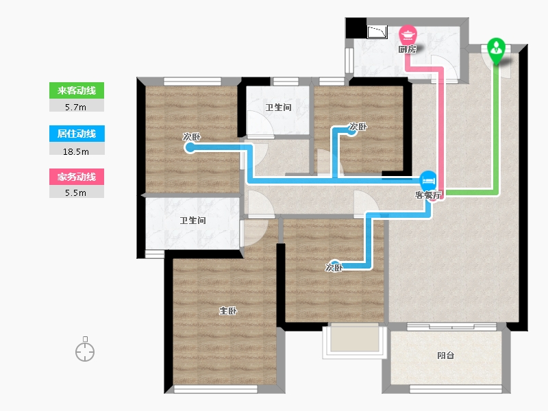 福建省-泉州市-金茂阳光城檀悦-88.89-户型库-动静线