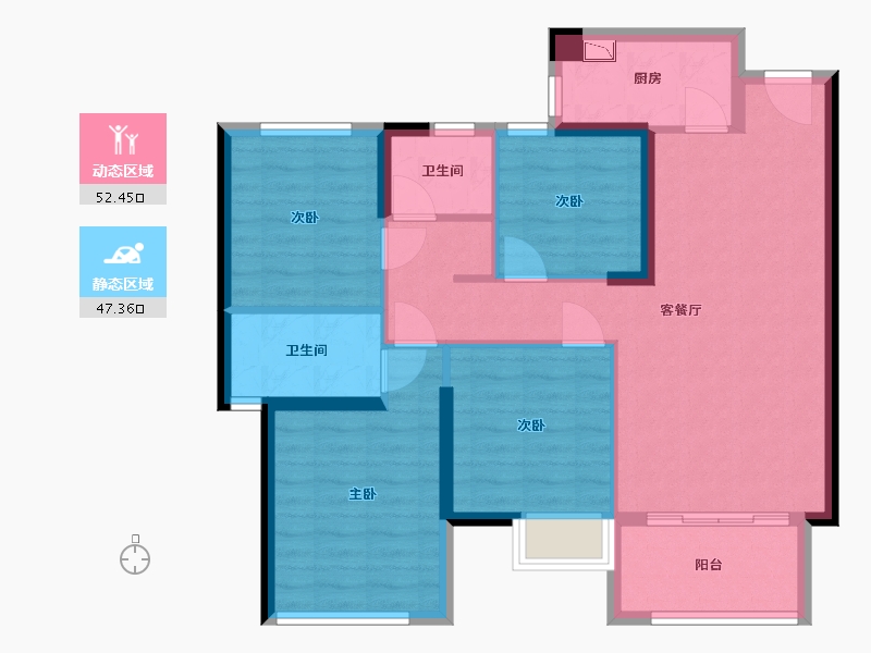 福建省-泉州市-金茂阳光城檀悦-88.89-户型库-动静分区