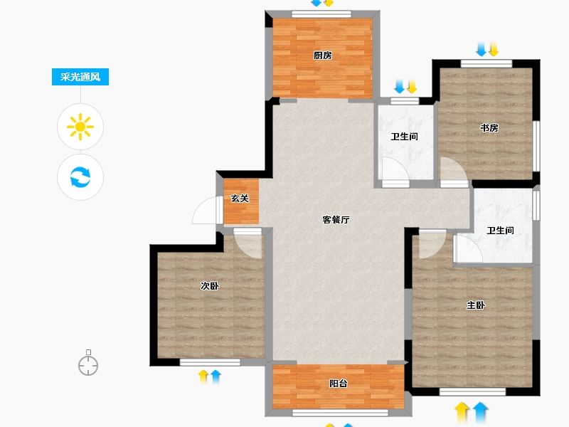 山东省-威海市-龙泰艺海国际-110.00-户型库-采光通风