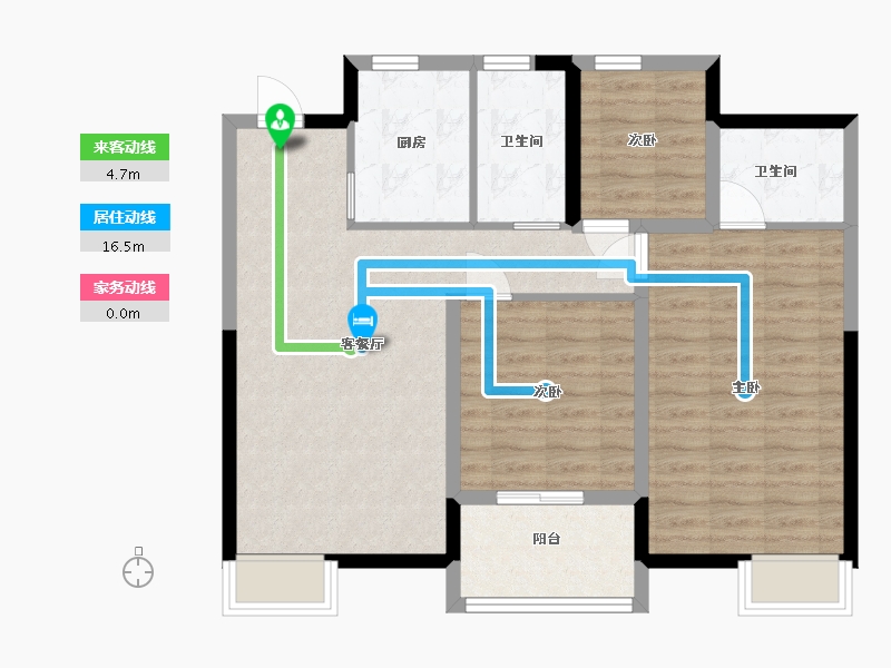 江苏省-镇江市-景泉印象-84.00-户型库-动静线