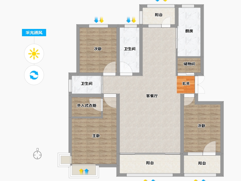 山东省-威海市-华田・世昌名都-117.88-户型库-采光通风