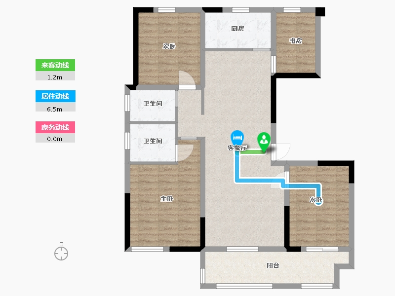 江苏省-镇江市-景泉印象-106.40-户型库-动静线