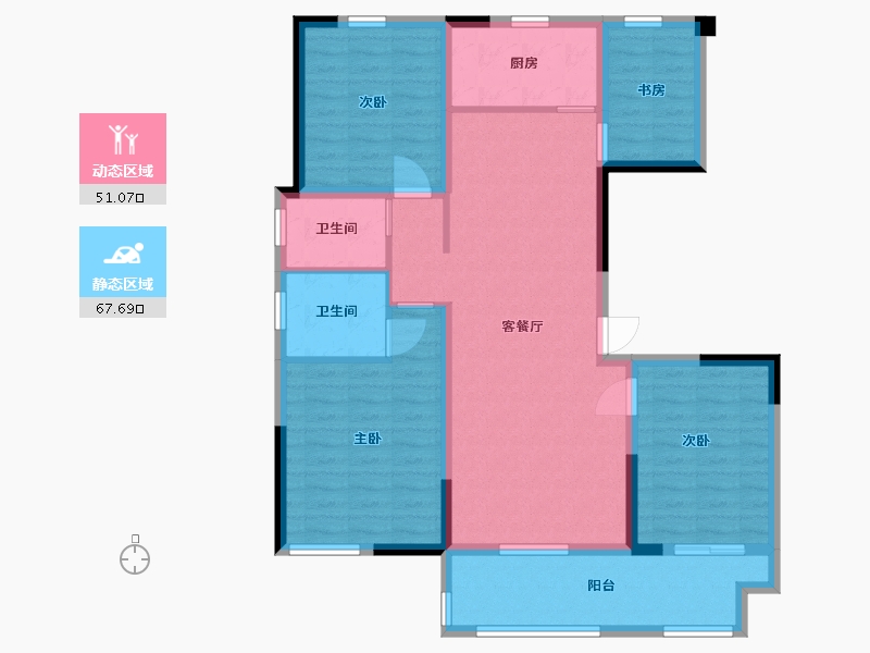 江苏省-镇江市-景泉印象-106.40-户型库-动静分区