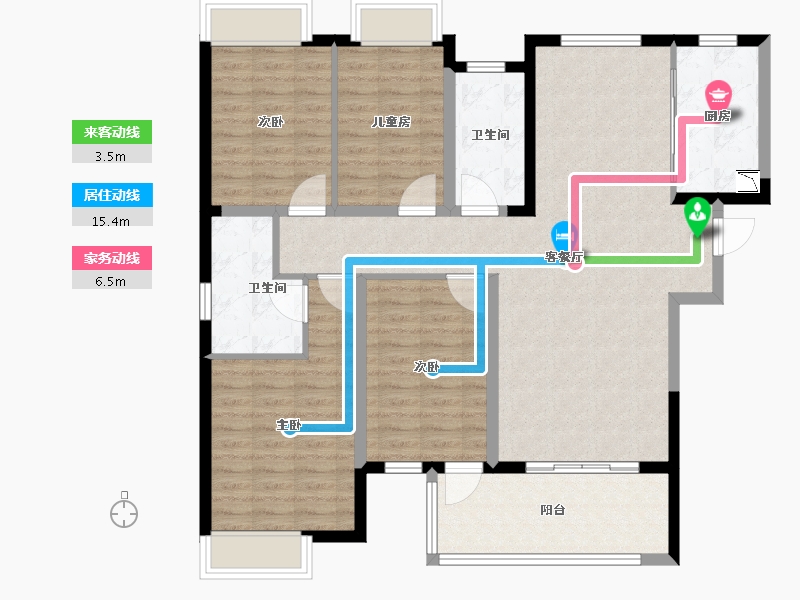 湖北省-宜昌市-融创宏泰融公馆-116.00-户型库-动静线