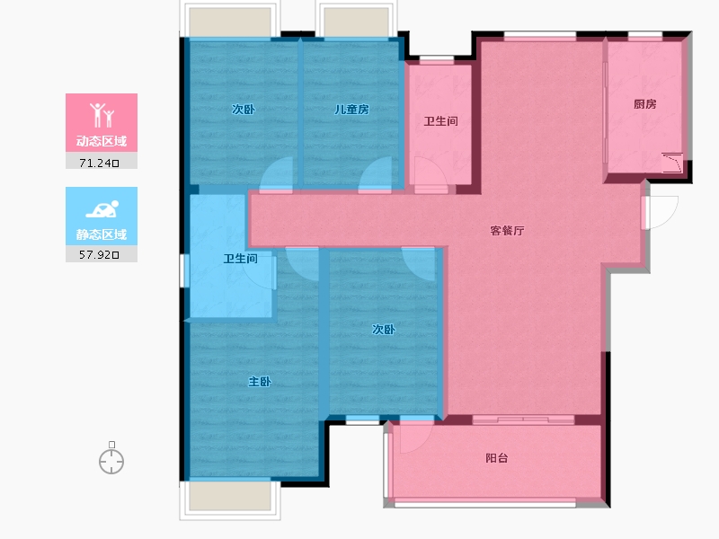 湖北省-宜昌市-融创宏泰融公馆-116.00-户型库-动静分区