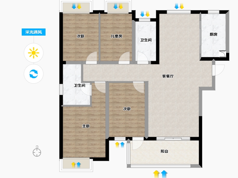 湖北省-宜昌市-融创宏泰融公馆-116.00-户型库-采光通风