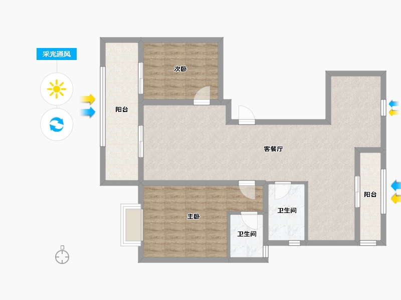 浙江省-宁波市-北仑港宁府-92.96-户型库-采光通风