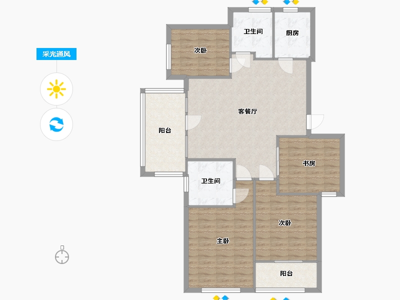 浙江省-杭州市-嘉丰万悦城-104.76-户型库-采光通风