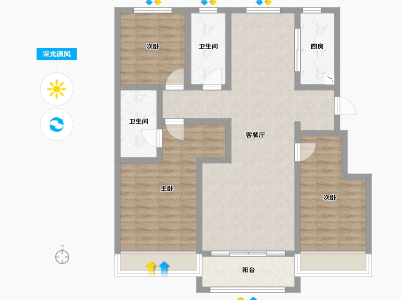 河北省-衡水市-深州市8号公馆小区-96.54-户型库-采光通风