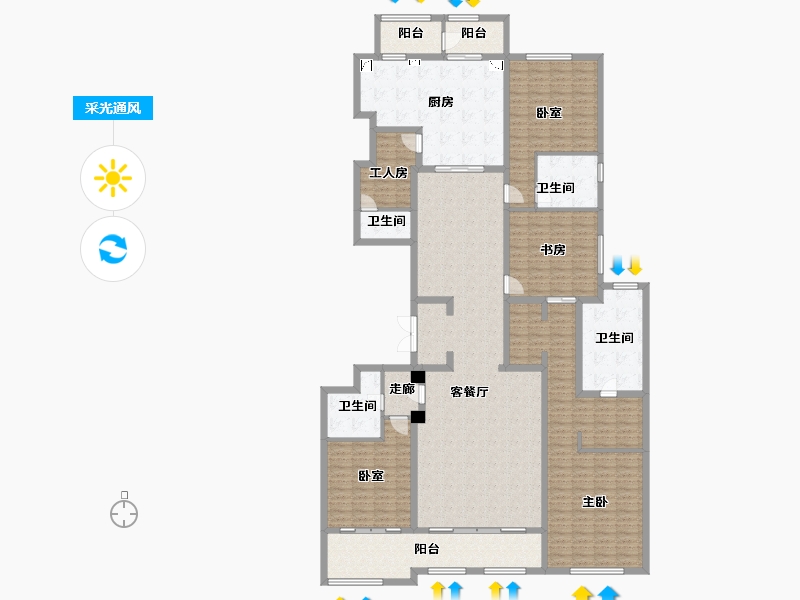 上海-上海市-融创外滩壹号院-231.64-户型库-采光通风