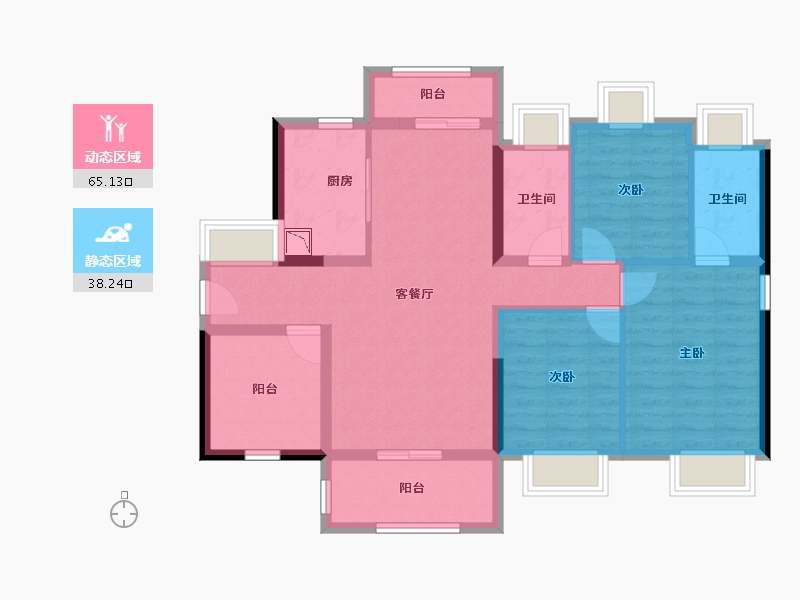 广东省-佛山市-ICC碧桂园三龙汇-91.49-户型库-动静分区