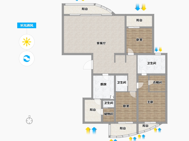 上海-上海市-百汇园二期-150.04-户型库-采光通风