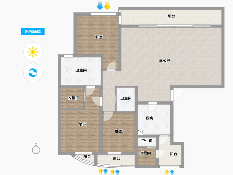 上海-上海市-百汇园二期-144.41-户型库-采光通风