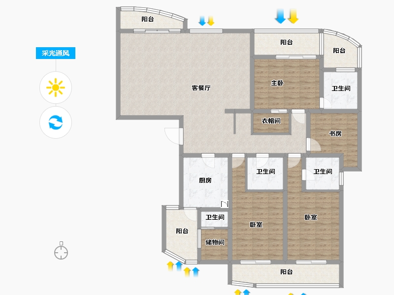 上海-上海市-百汇园二期-167.23-户型库-采光通风