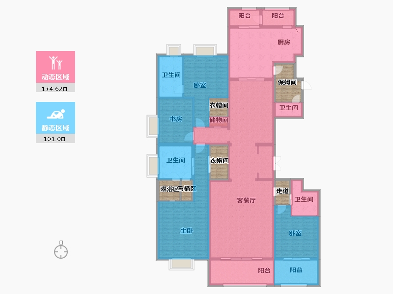 上海-上海市-融创外滩壹号院-234.64-户型库-动静分区