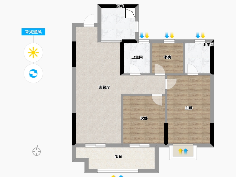 浙江省-嘉兴市-佳源・印象里-70.77-户型库-采光通风