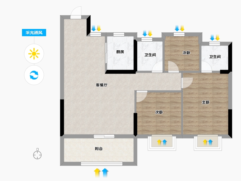 浙江省-嘉兴市-佳源・印象里-78.40-户型库-采光通风