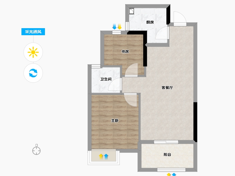 浙江省-嘉兴市-佳源・印象里-59.85-户型库-采光通风