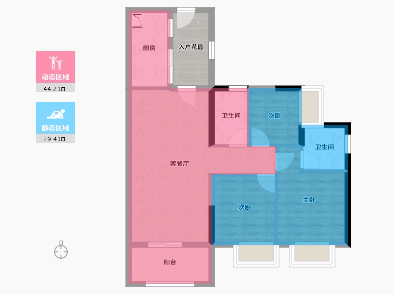 广东省-佛山市-ICC碧桂园三龙汇-70.41-户型库-动静分区