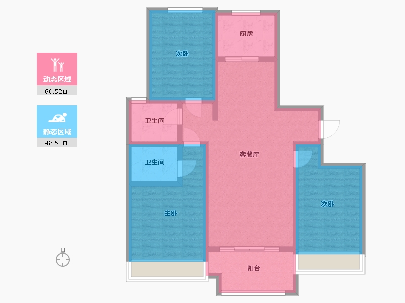 山东省-潍坊市-朐悦留园-96.86-户型库-动静分区