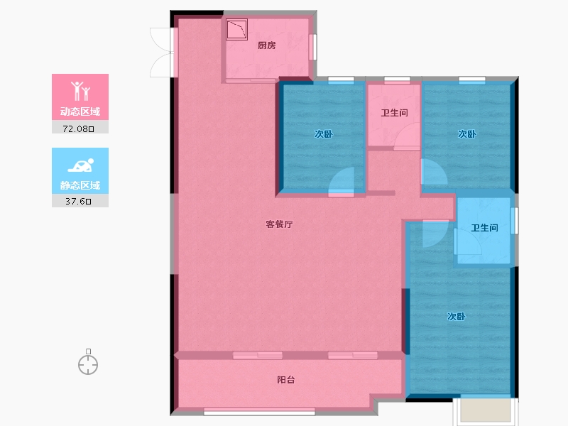 陕西省-咸阳市-蓝光未来城-98.53-户型库-动静分区