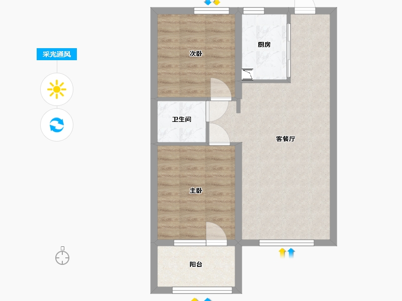 河北省-沧州市-荣盛花语馨苑-58.36-户型库-采光通风