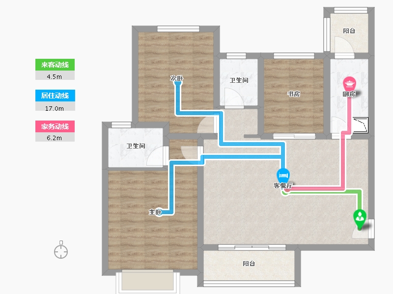 陕西省-西安市-龙腾万都汇-85.65-户型库-动静线