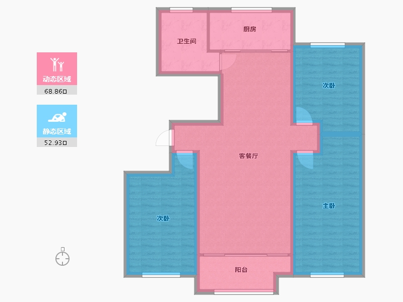 山东省-潍坊市-宏鼎凡尔赛丽都-110.23-户型库-动静分区