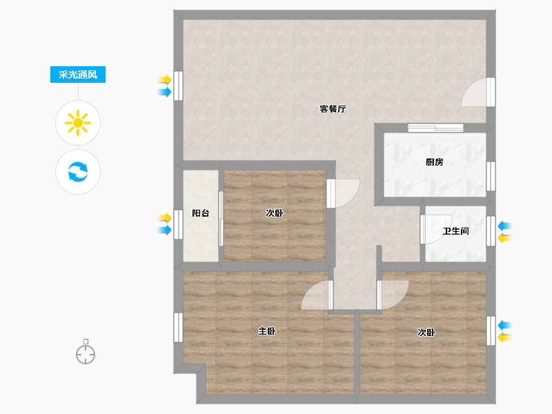 山东省-青岛市-中杰时代公馆-76.83-户型库-采光通风