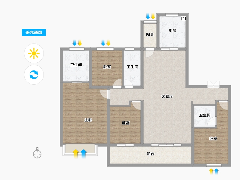 四川省-成都市-中海天府里-130.93-户型库-采光通风