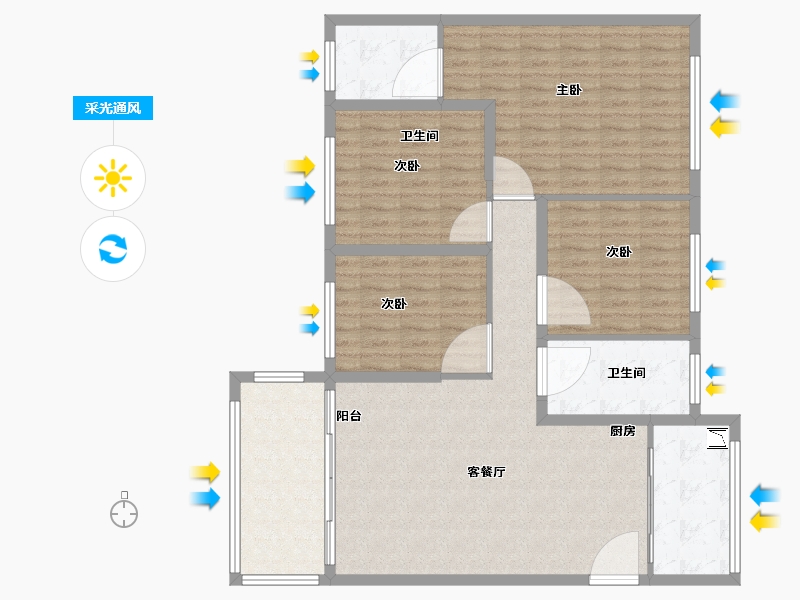 贵州省-安顺市-清馨雅园-120.00-户型库-采光通风