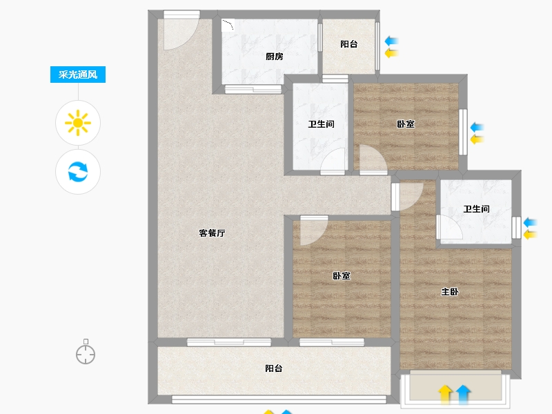 四川省-成都市-中海天府里-85.97-户型库-采光通风