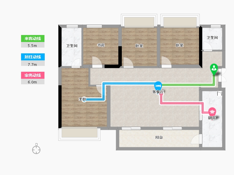 四川省-成都市-蓝光爱普雍锦府-103.04-户型库-动静线