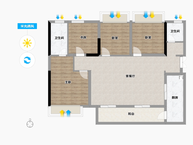 四川省-成都市-蓝光爱普雍锦府-103.04-户型库-采光通风