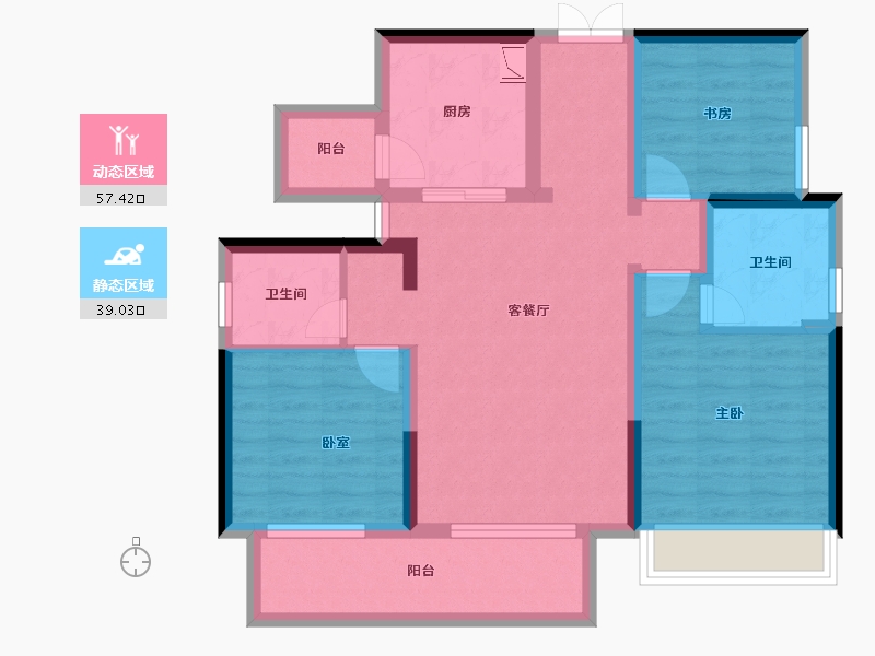 四川省-成都市-蓝光爱普雍锦府-85.01-户型库-动静分区