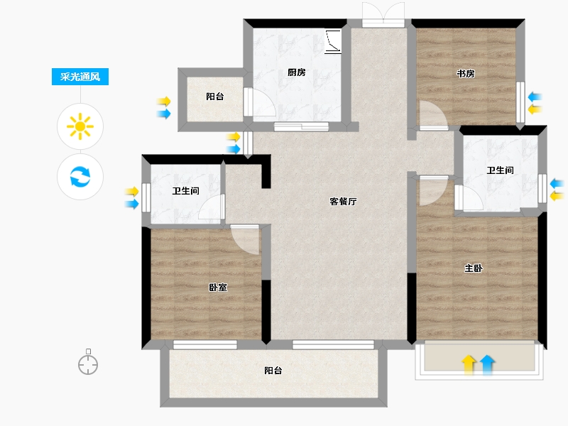 四川省-成都市-蓝光爱普雍锦府-85.01-户型库-采光通风